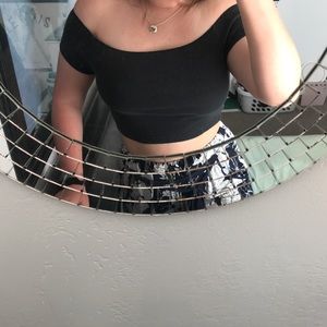 black off the shoulder crop top